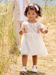 -Short Sleeve Dress with Button-Up & Sequins at the Back 