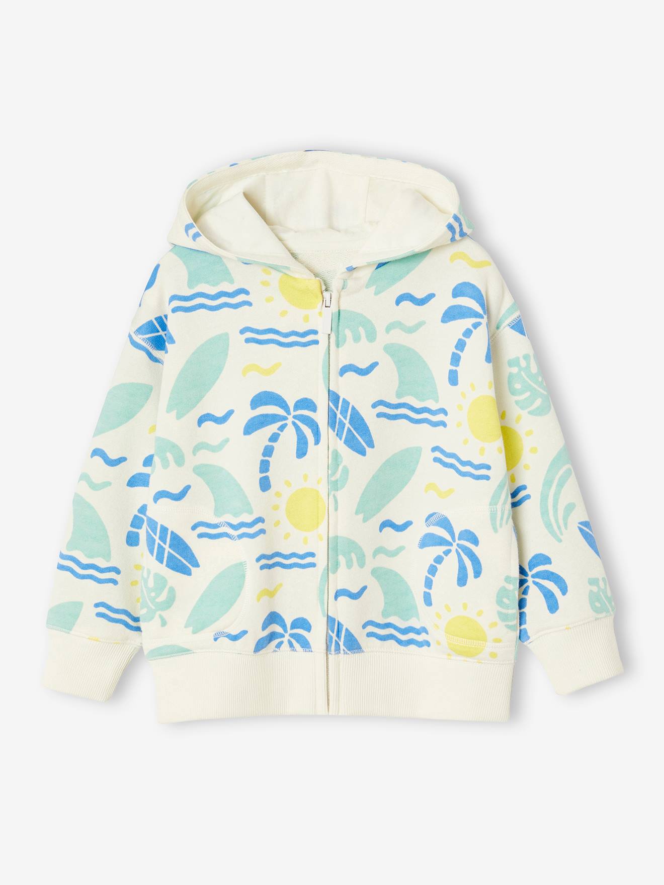 Surf Print Zip-Up Hoodie