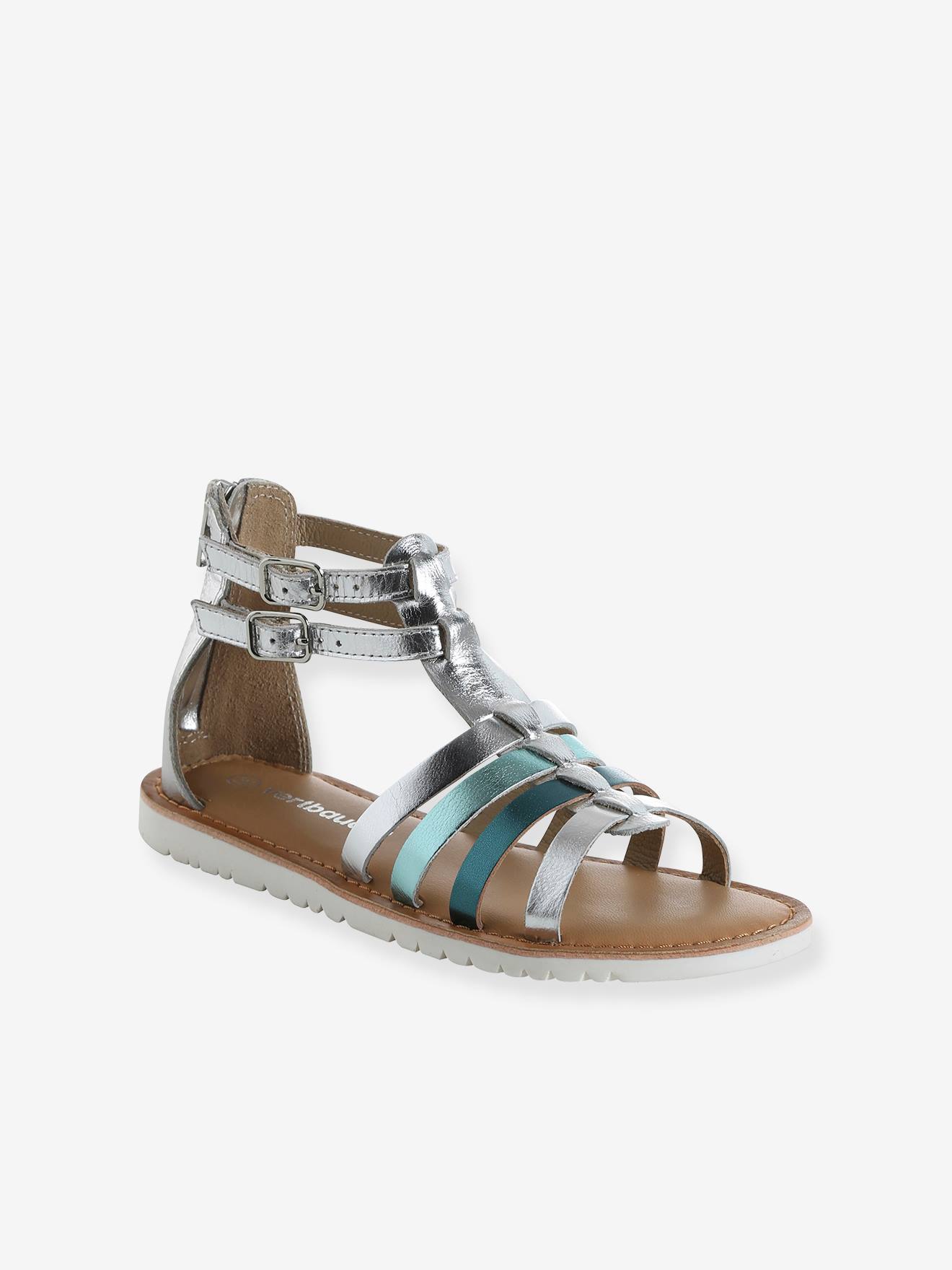 Leather Gladiator-Style Multi-Strap Sandals