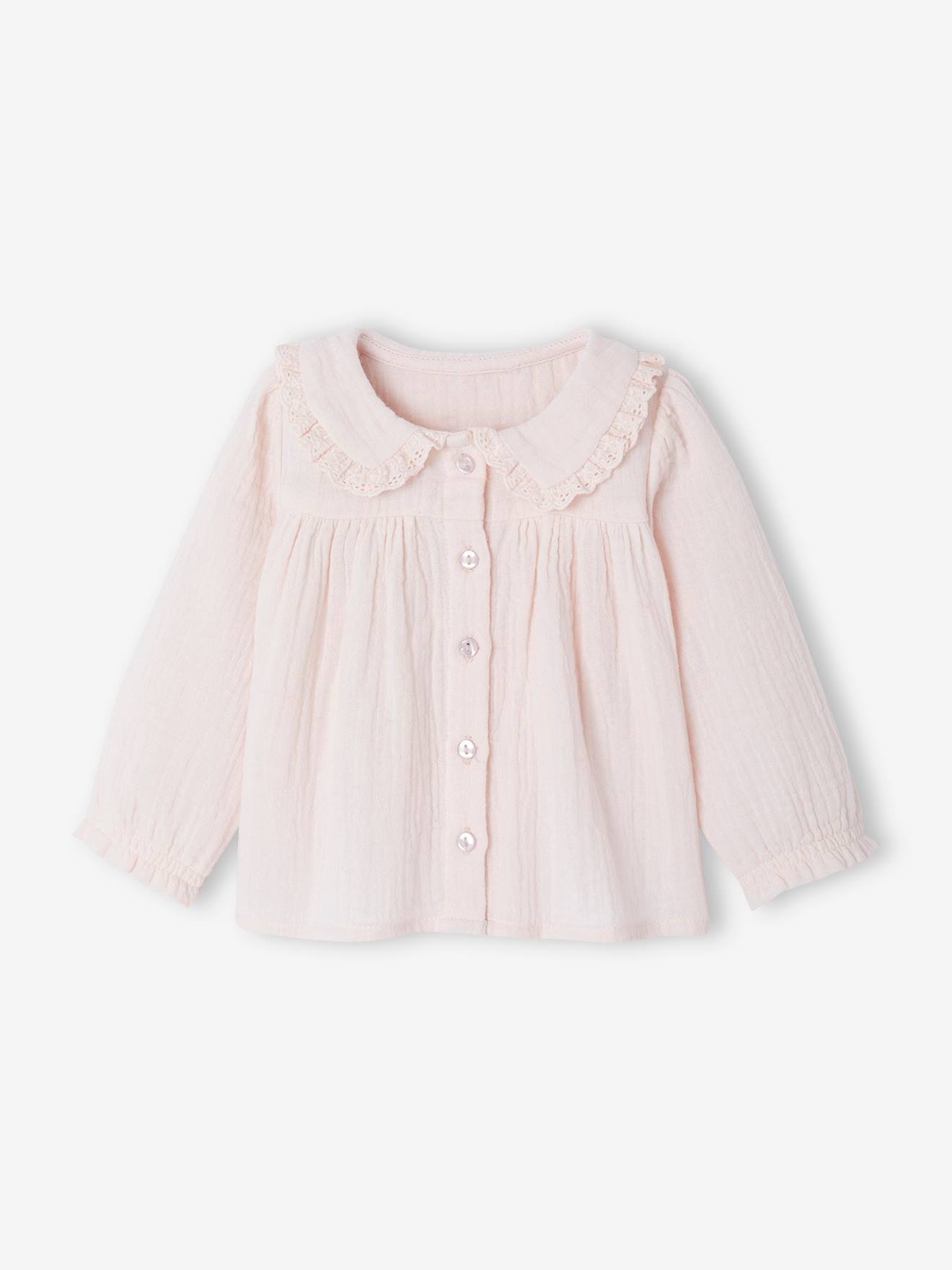 Baby cotton gauze shirt pale