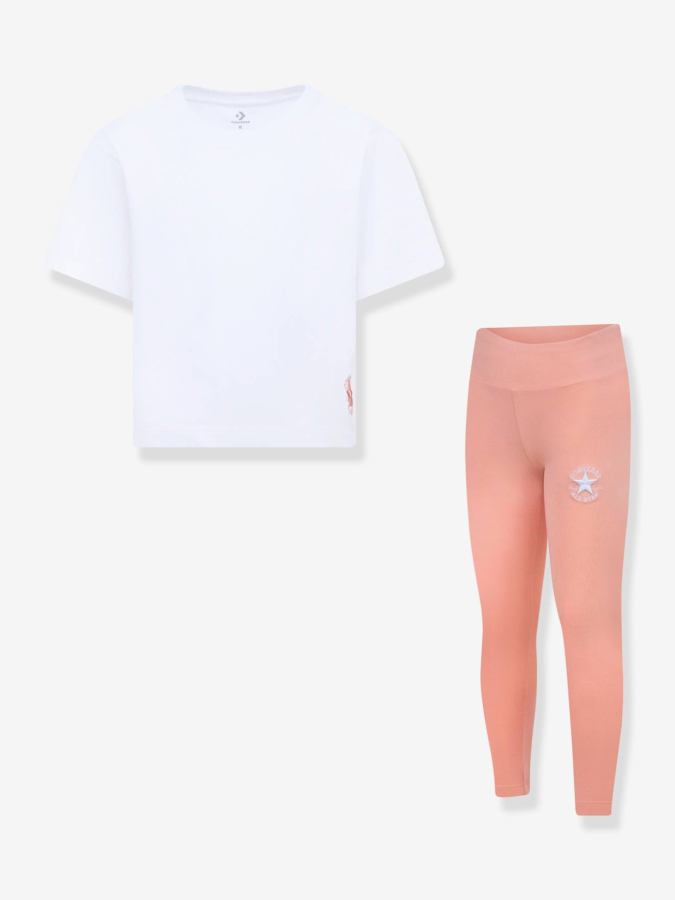 Set of CONVERSE girl's Boxy t-shirt + leggings rose