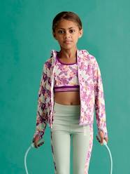 Girls-Cardigans, Jumpers & Sweatshirts-Sports Sweatshirt with Flower Print in Techno Fabric for Girls