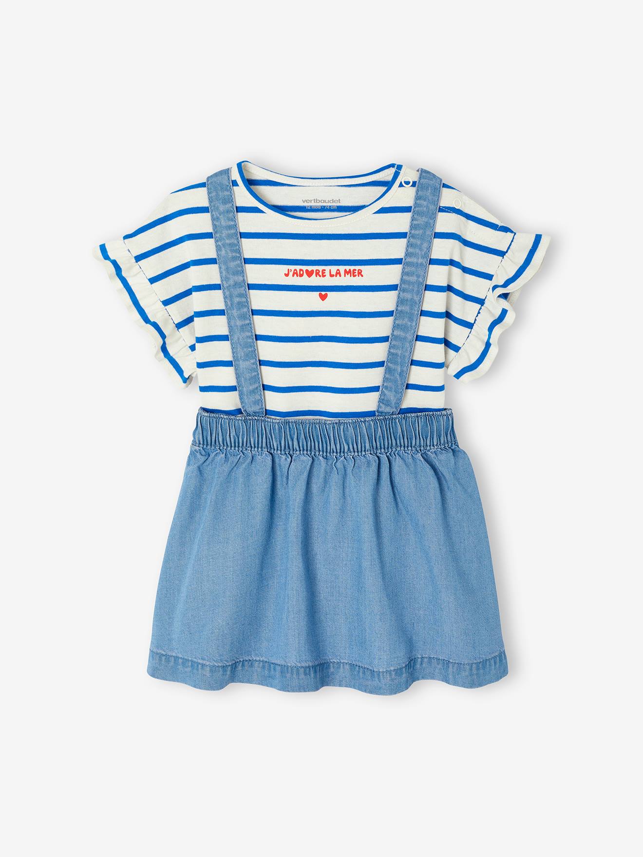 T-Shirt & Dungaree-Skirt Set