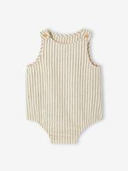 Baby-Striped baby romper in cotton/linen