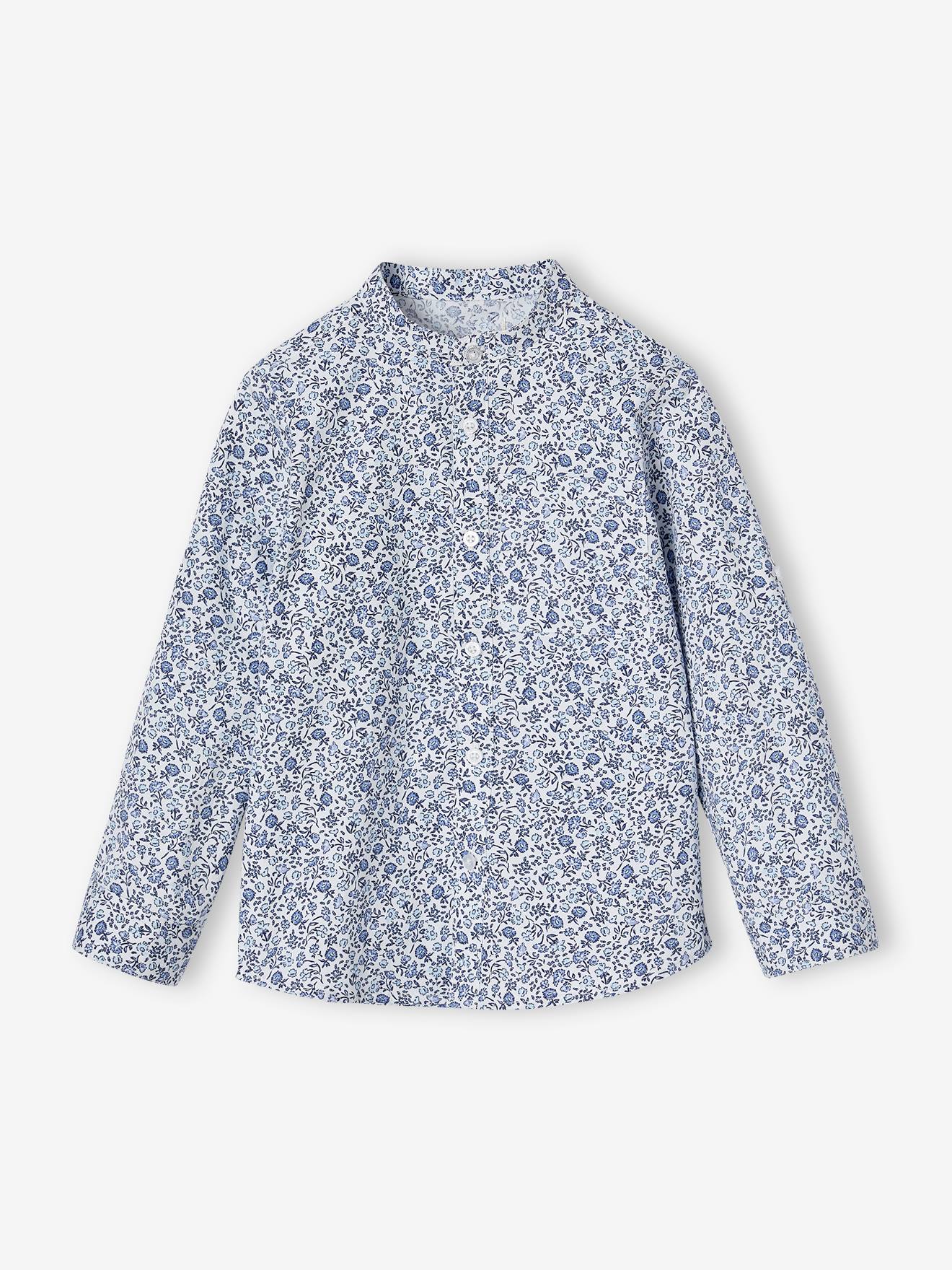 Floral Mao collar shirt
