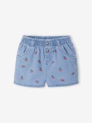Baby-Denim Shorts with Embroidered Daisies, for Babies