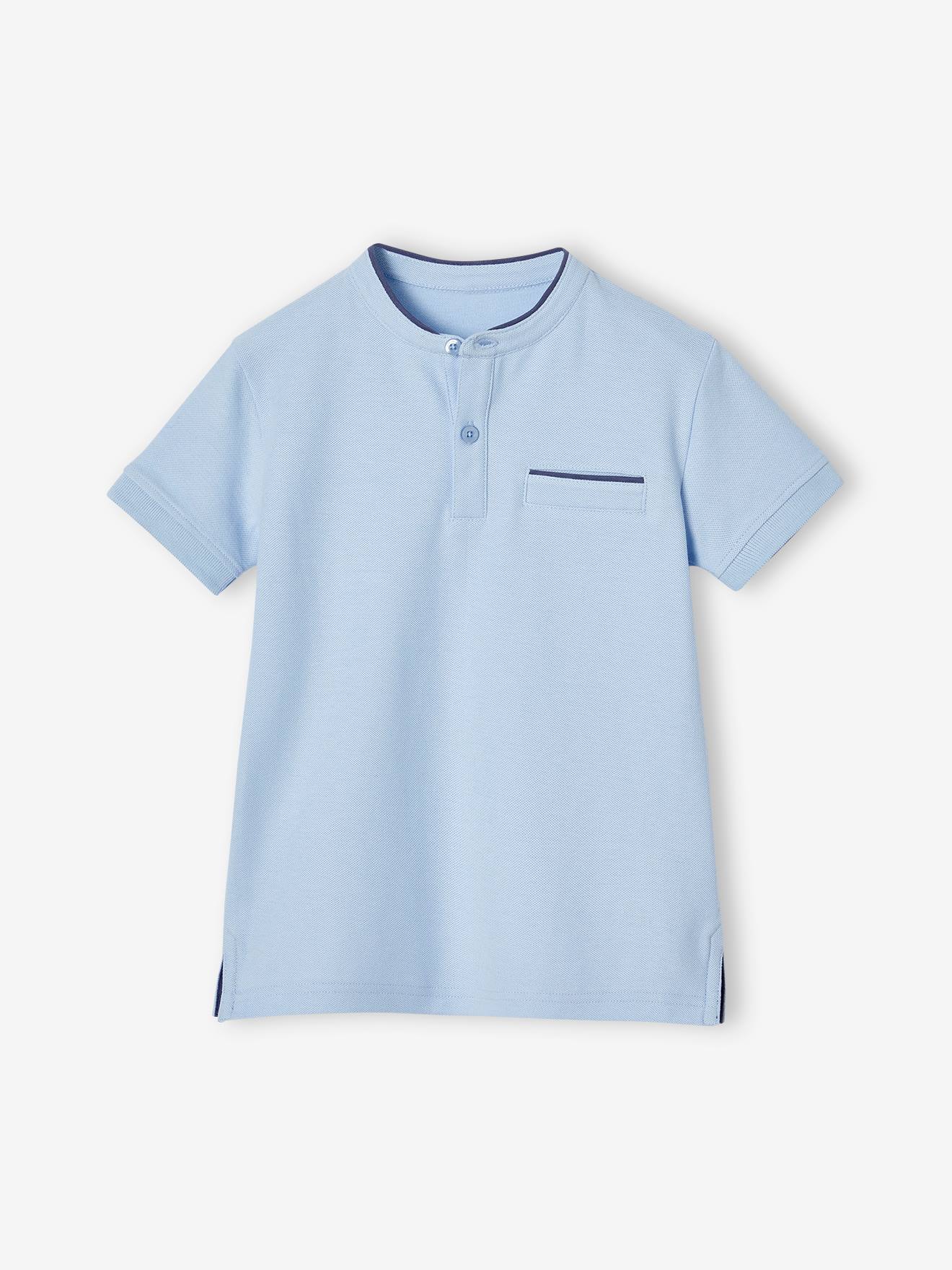 Boy's Mao collar polo shirt sky