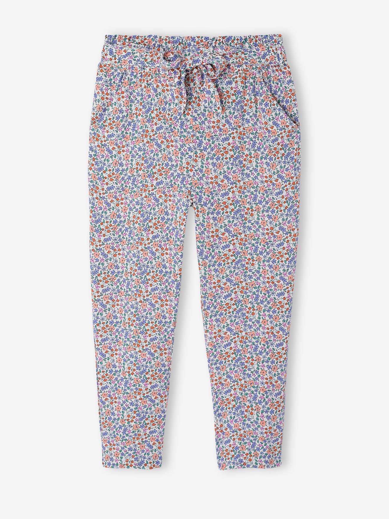 Fluid Cropped Trousers with Floral Print