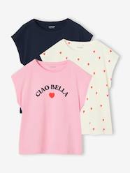 Girls-Tops-T-Shirts-Pack of 3 girls' short-sleeved t-shirts - BASICS