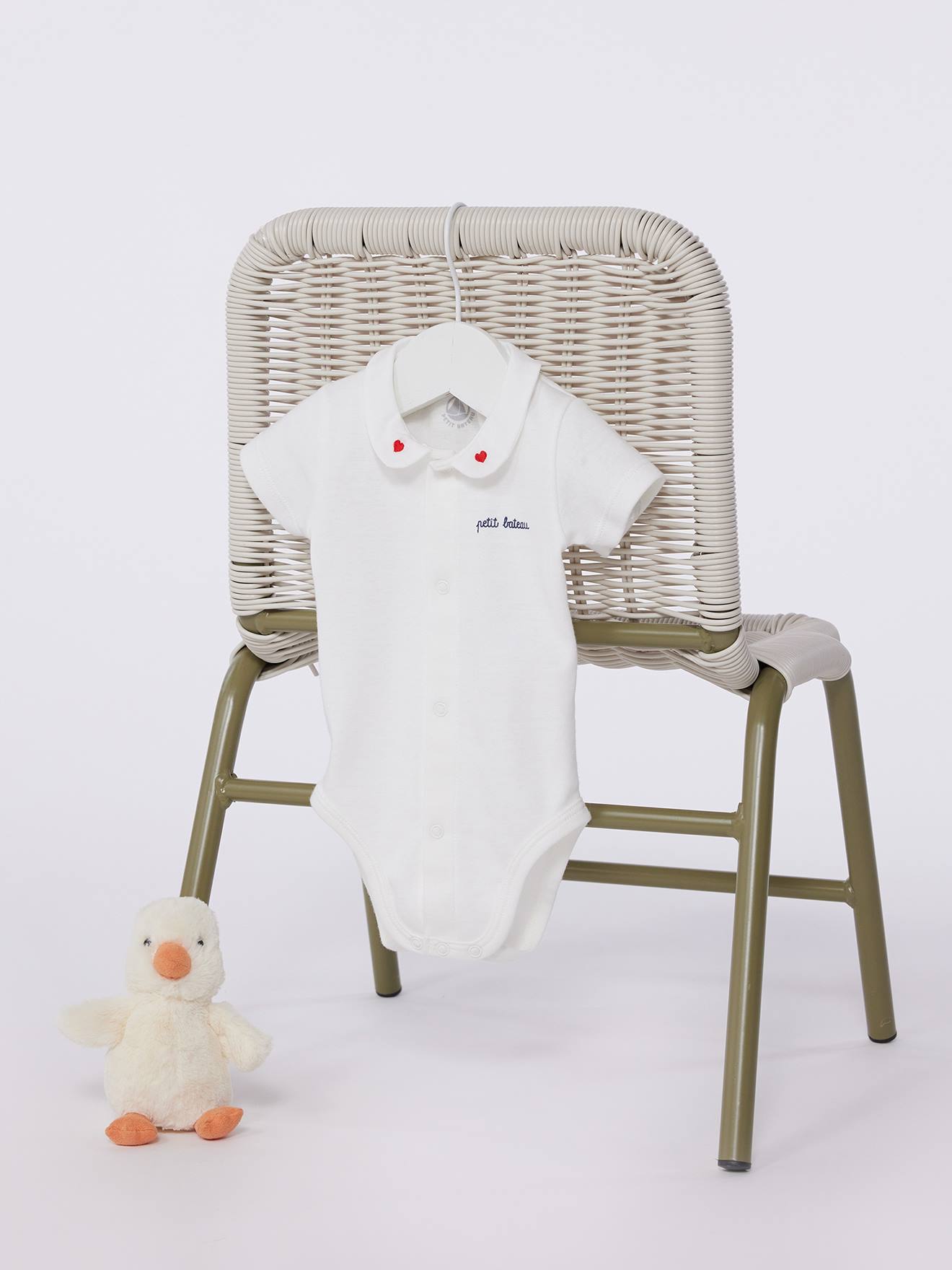 Short Sleeve Bodysuit with Collar for Newborn Babies
