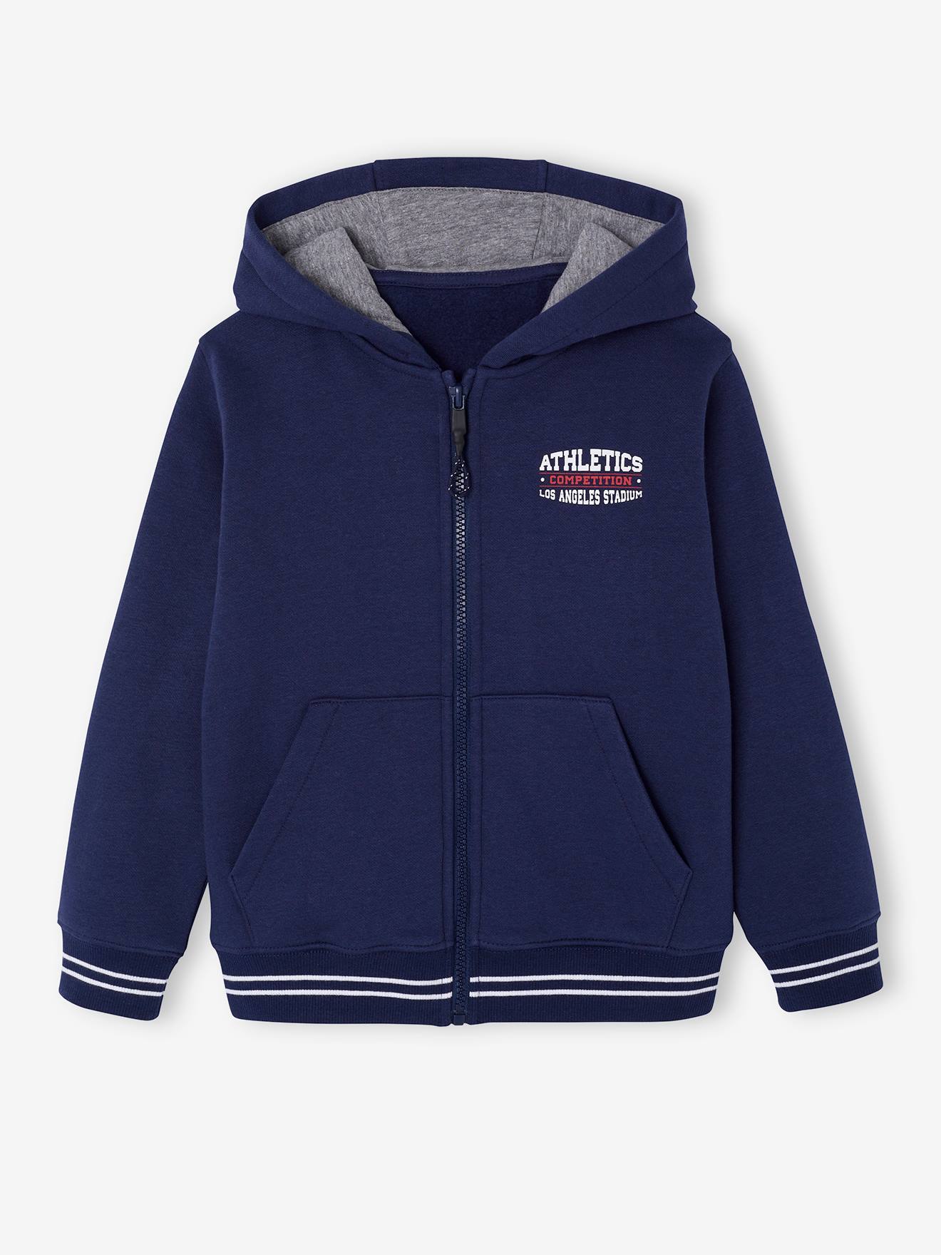 Boys' hooded sports zip-up sweatshirt