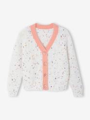 Girls-Cardigans, Jumpers & Sweatshirts-Cardigans-Girls' V-neck fancy knit cardigan