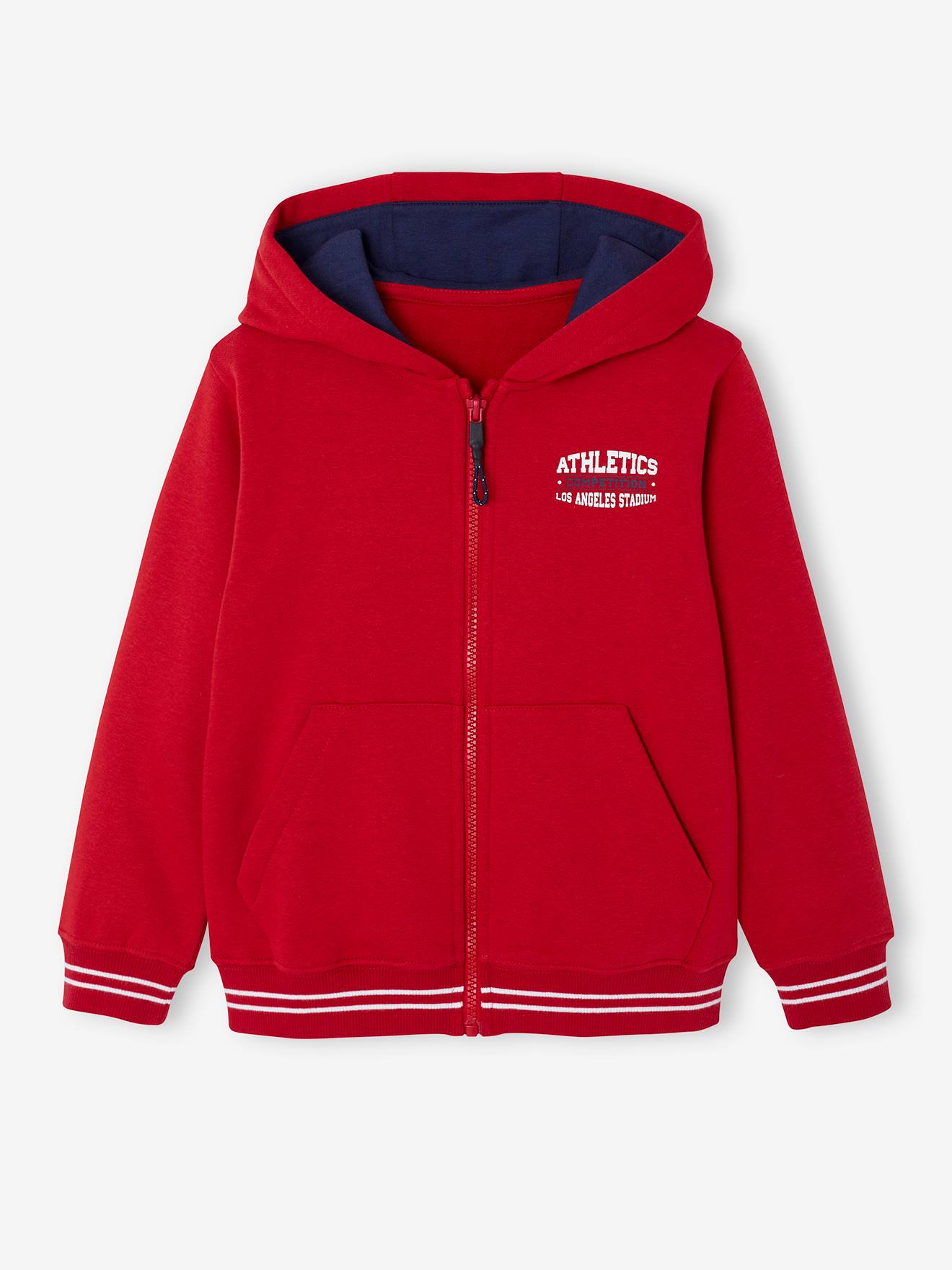 Boys' hooded sports zip-up sweatshirt