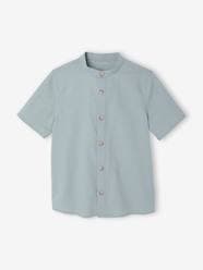 Boys-Shirts-Linen Shirt with Mandarin Collar for Boys