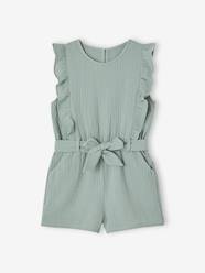 Girls-Dungarees & Playsuits-Frilly Cotton Gauze Playsuit for Girls
