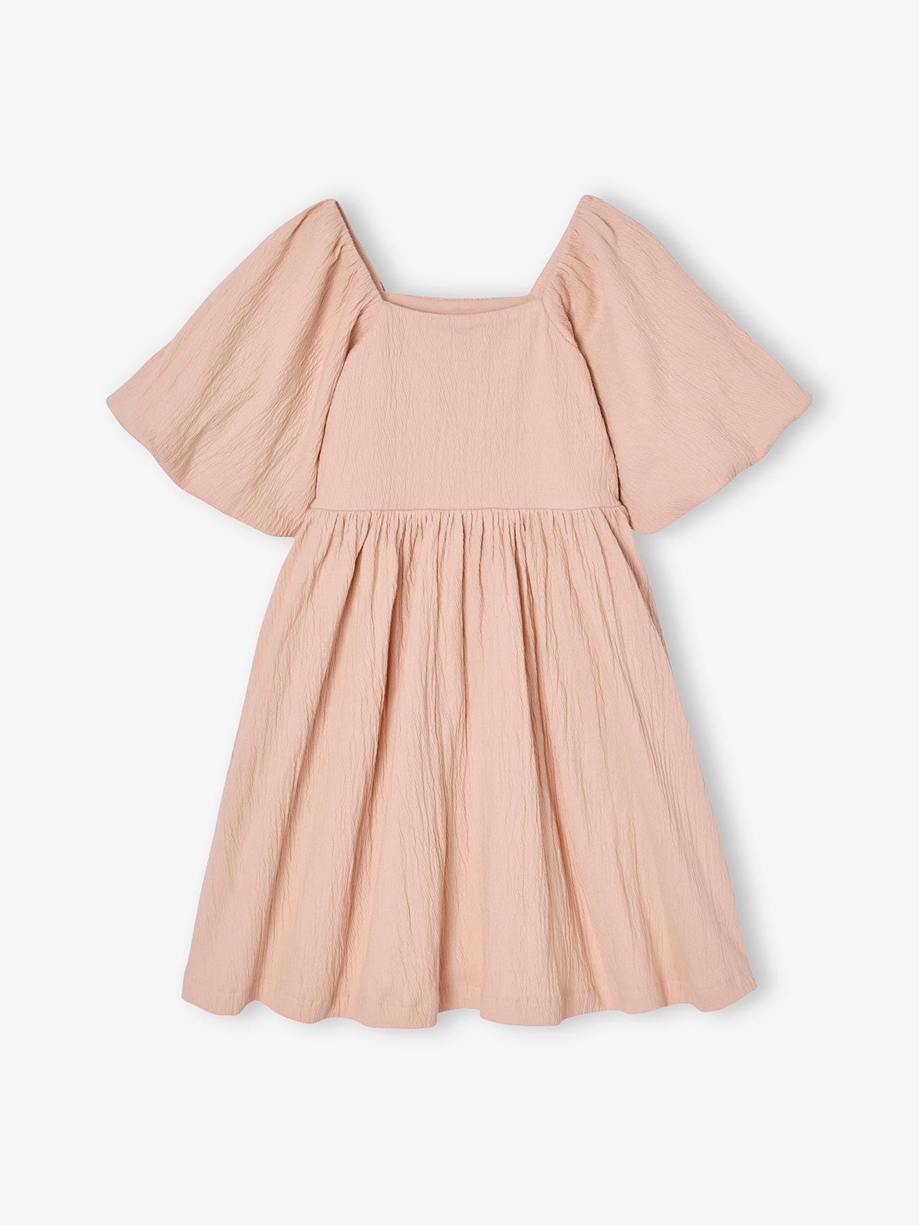 Occasion Wear Dress in Relief Fabric with Smocking