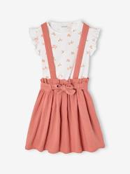 Girls-Striped T-Shirt + Cotton Gauze Skirt Outfit, for Girls