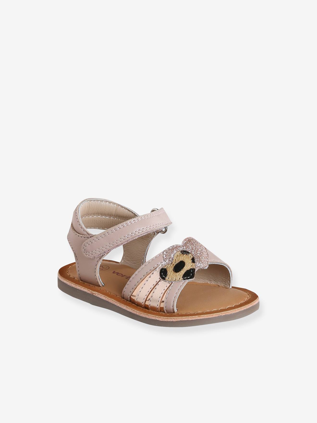 Leather Sandals with Hook-&-Loop Fastening