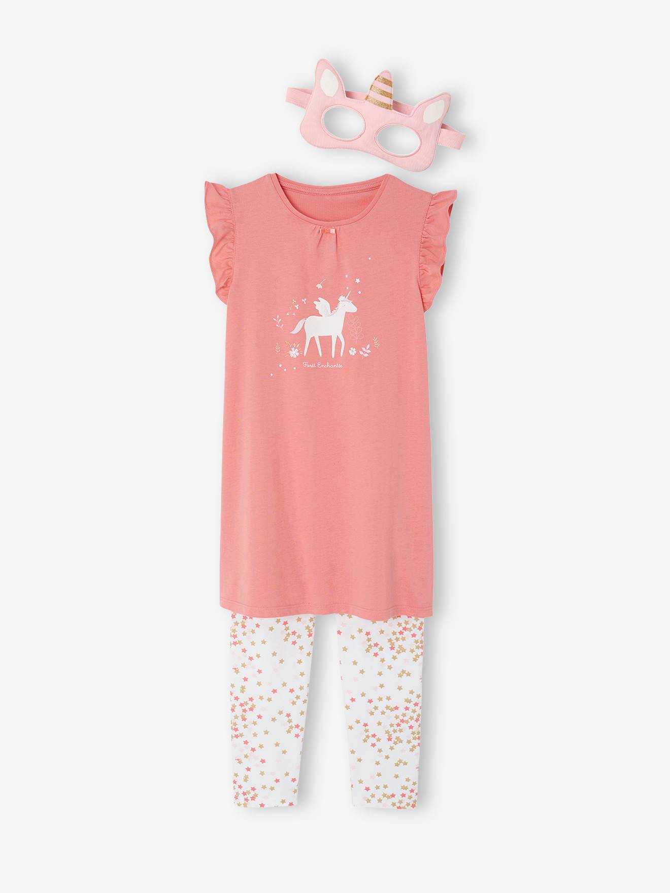 Magical Nightwear Set: Nightdress + Leggings + Mask + Drawstring Bag rose