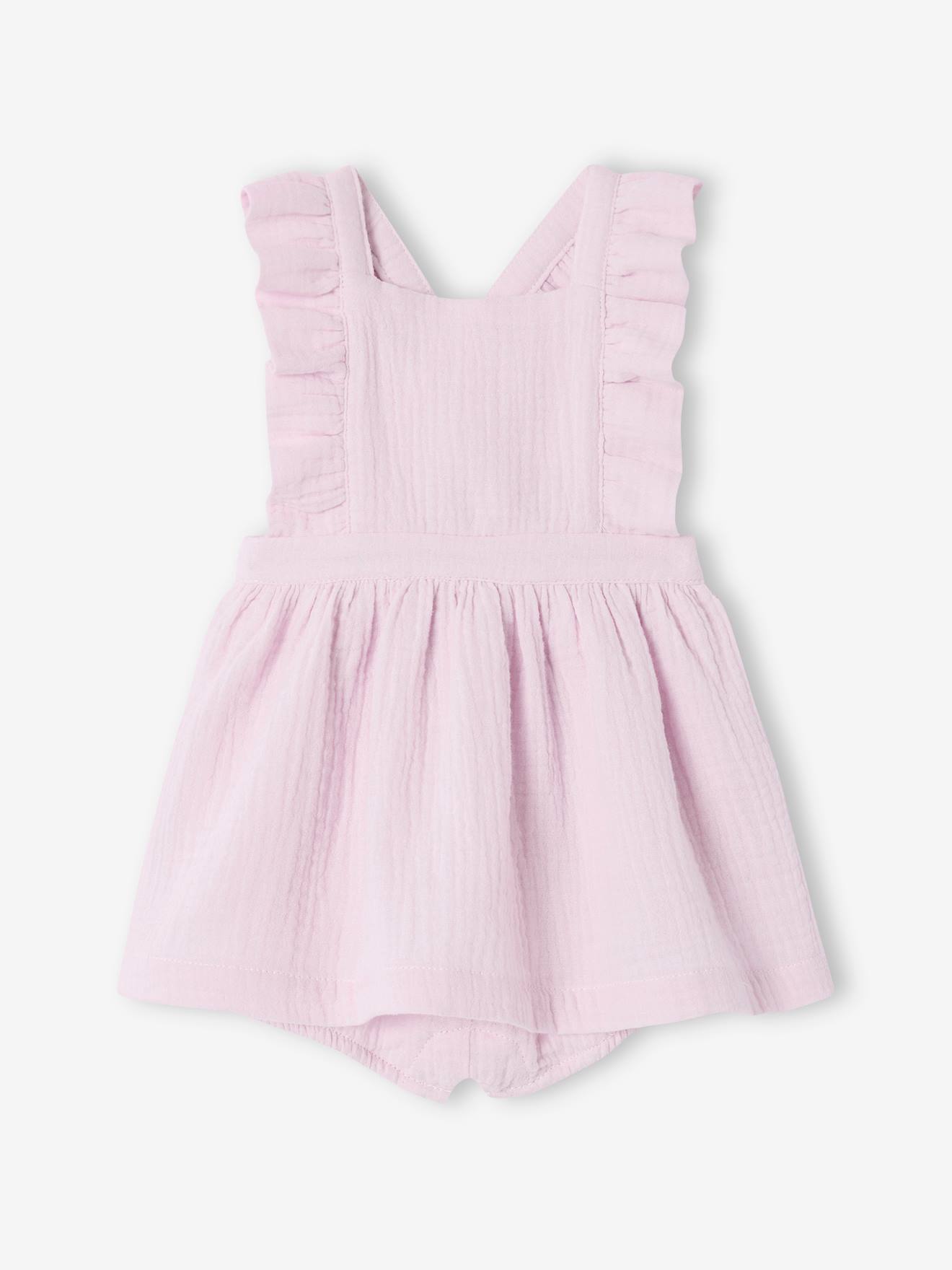 Newborn dress with built-in nappy cover rose