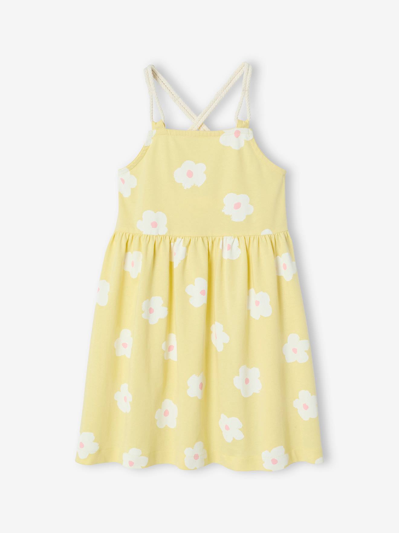 Floral-Print Dress with Cord Straps