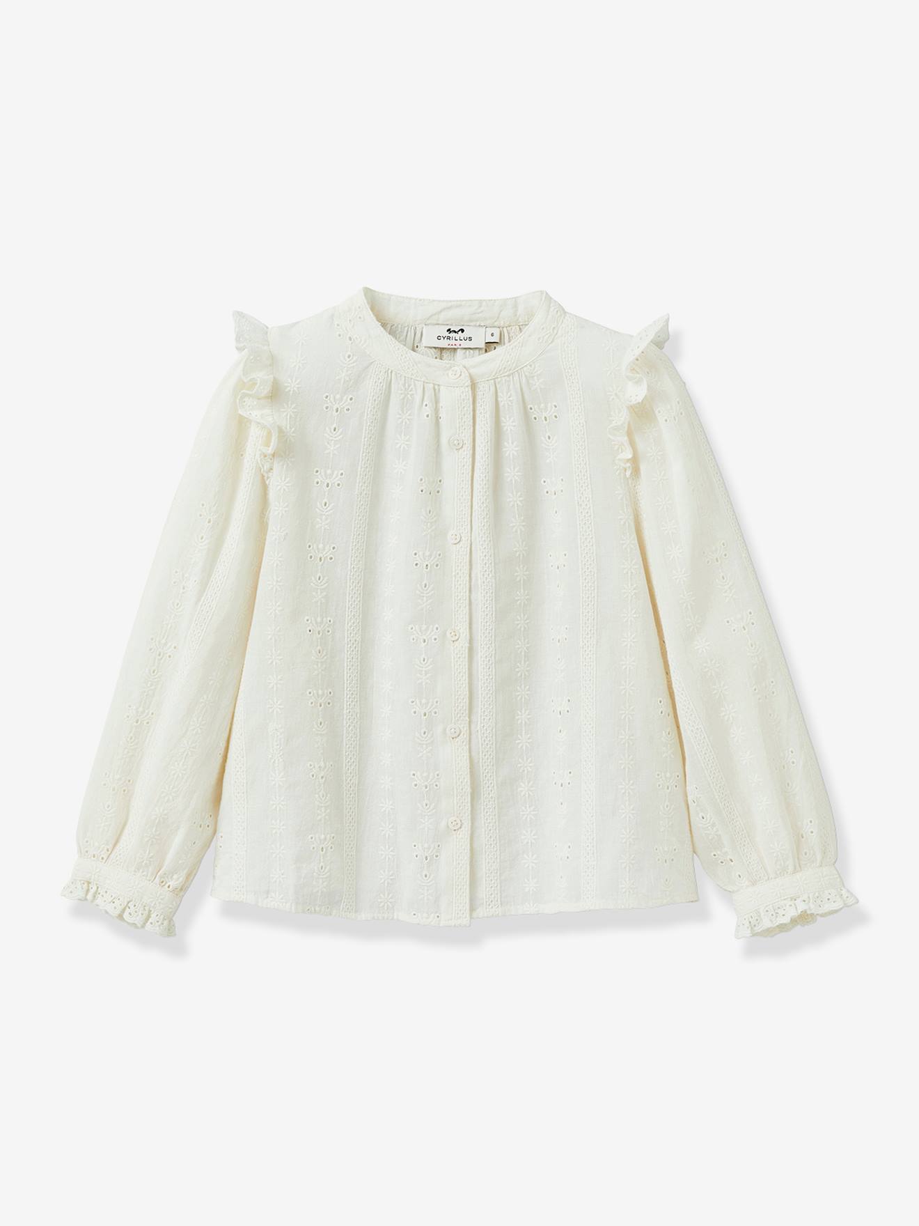 CYRILLUS embroidered girl's shirt ecru
