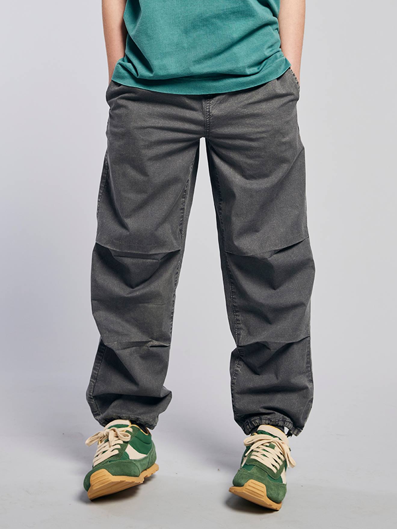 Washed-Effect Parachute Trousers, JONEN   anthracite