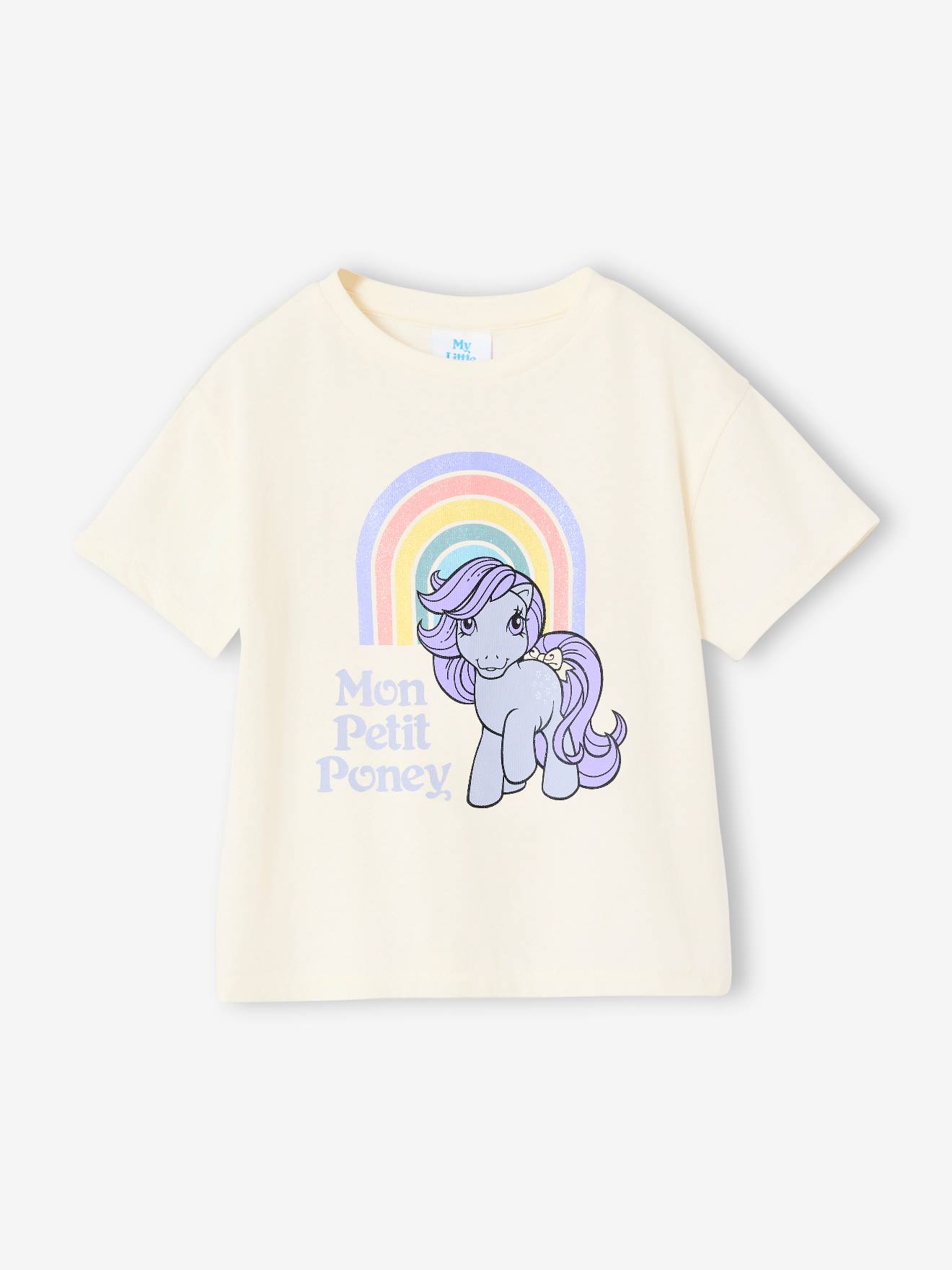 Vintage MON PETIT PONY® T-shirt with Glittery Rainbow ecru