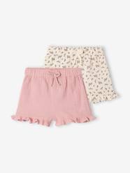 -Pack of 2 baby shorts, 1 plain + 1 printed 