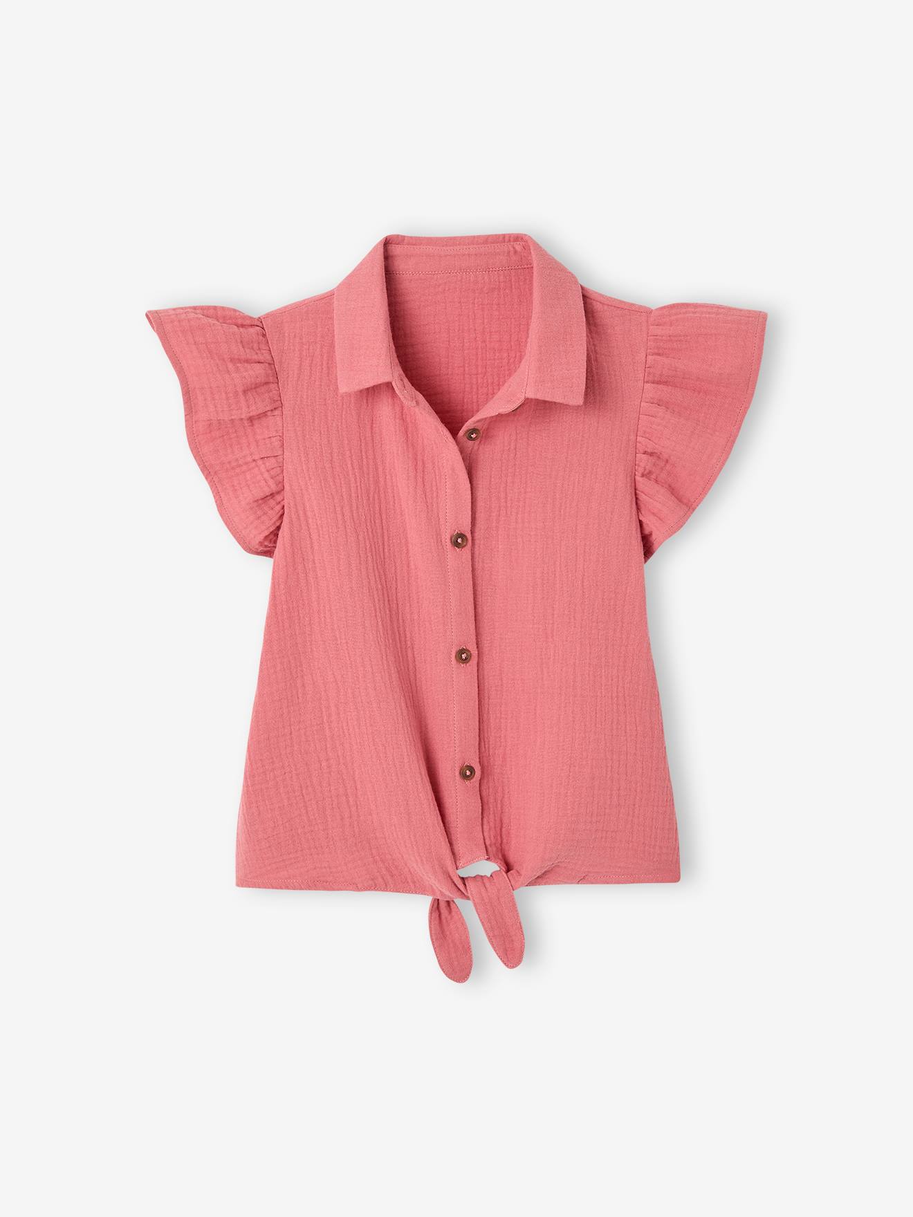 Tie-Front Blouse in Cotton Gauze