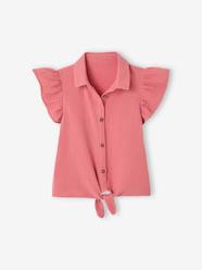 Girls-Tie-Front Blouse in Cotton Gauze for Girls