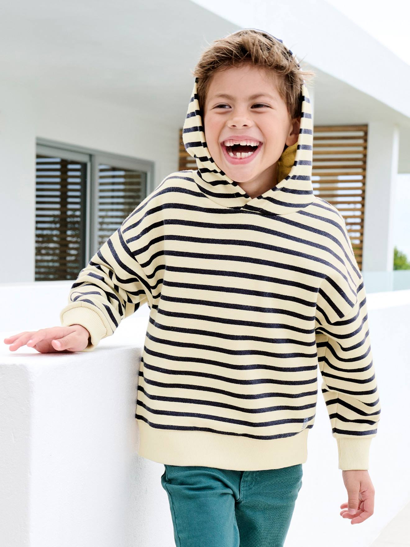 Striped hooded sweatshirt