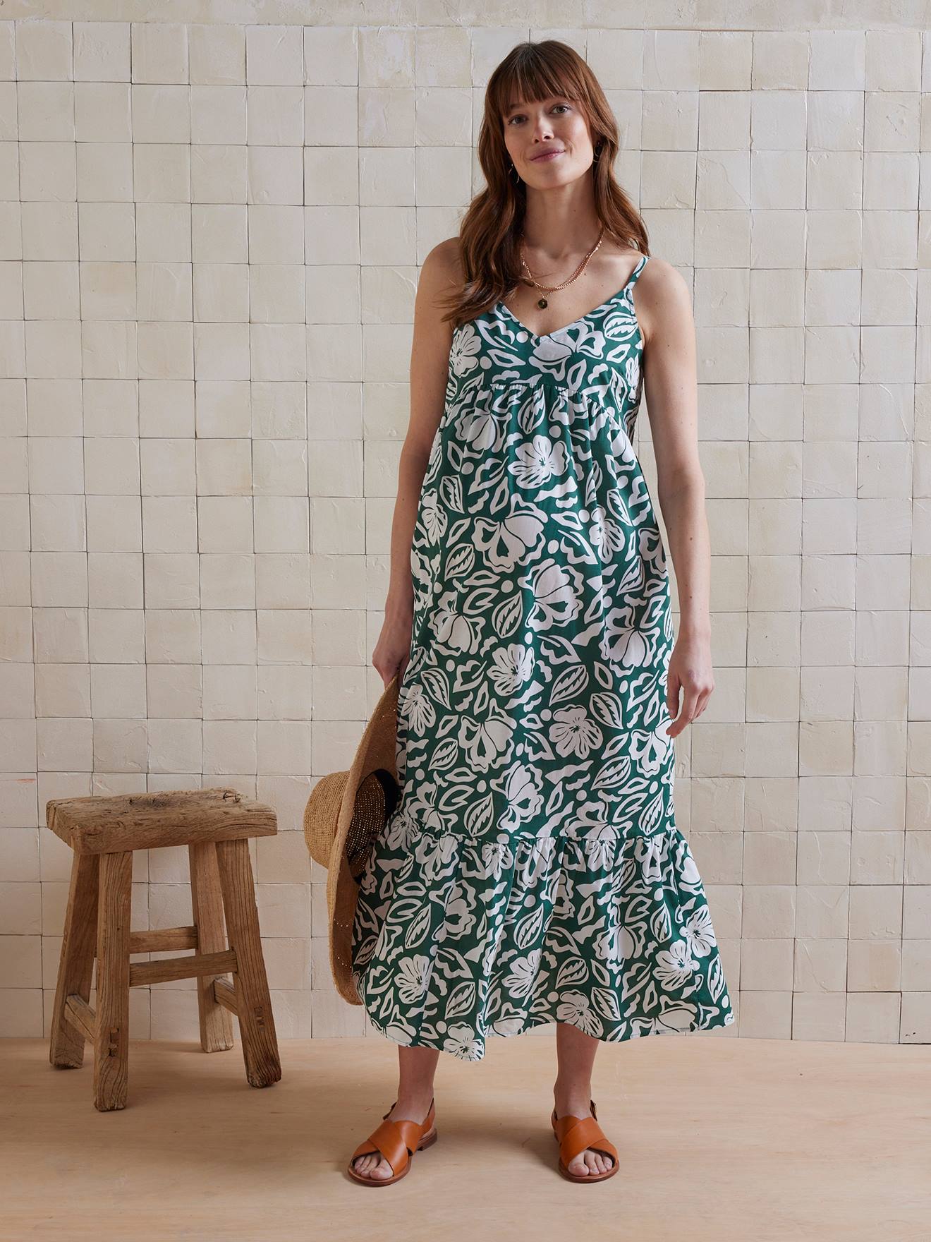 Long Fluid Dress with Straps