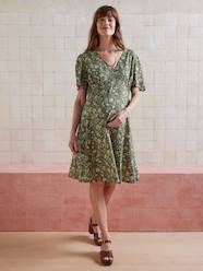 Loose-Fitting Short Maternity Dress With Print