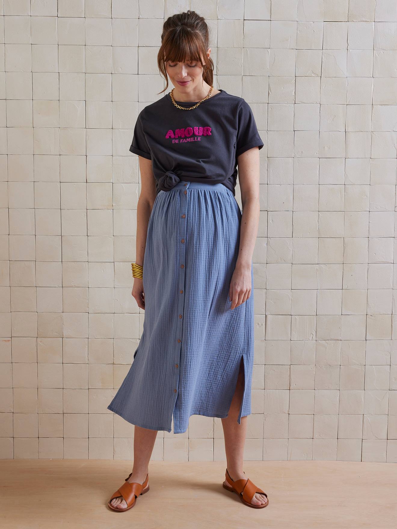 Cotton organic slogan nursing clothes t-shirt