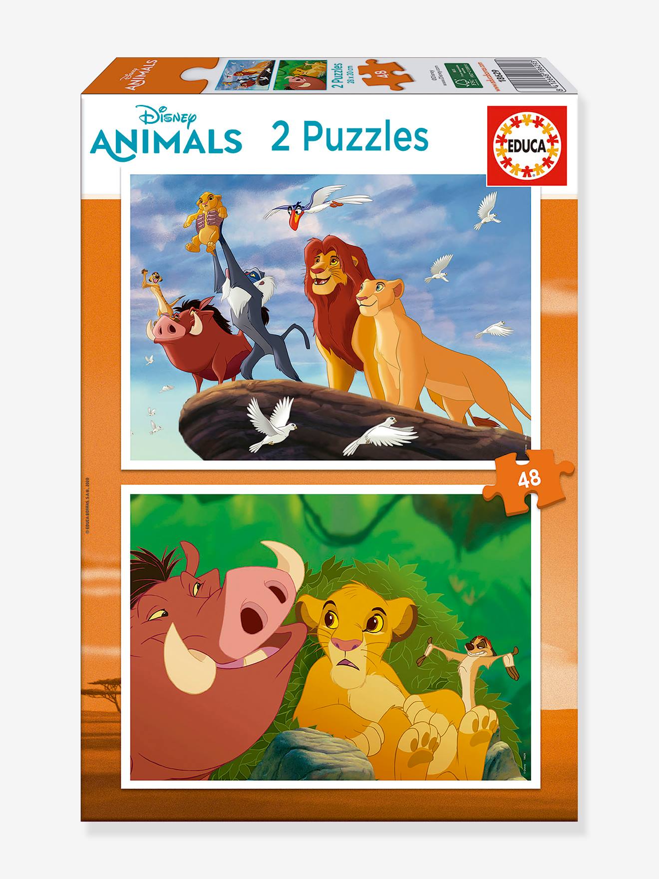 2 x 48-piece Disney The Lion King EDUCA puzzle multicoloured