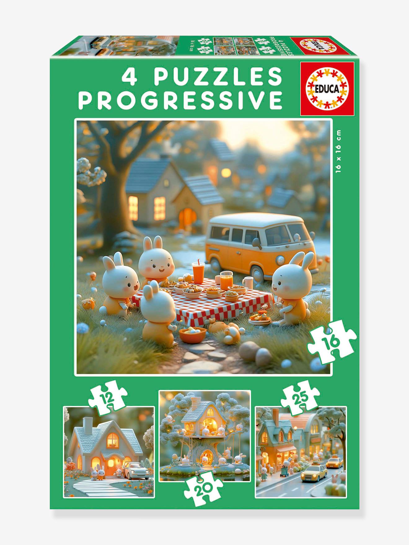 Junior 4-piece rabbit town puzzle EDUCA multicoloured