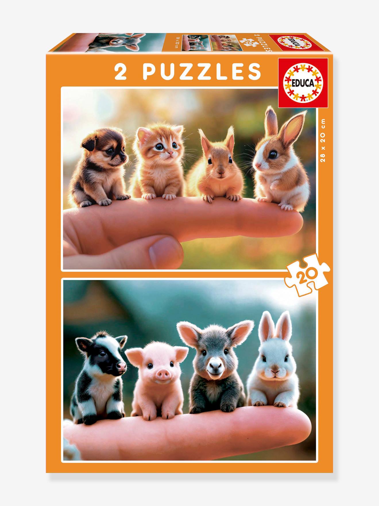 Puzzle 2 x 20 pieces baby animals EDUCA multicoloured
