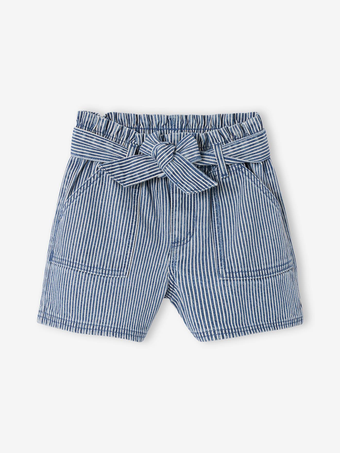 Striped paper bag shorts