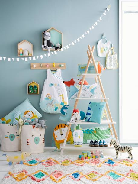 Set of 3 House-Shaped Shelves Wood / multi 