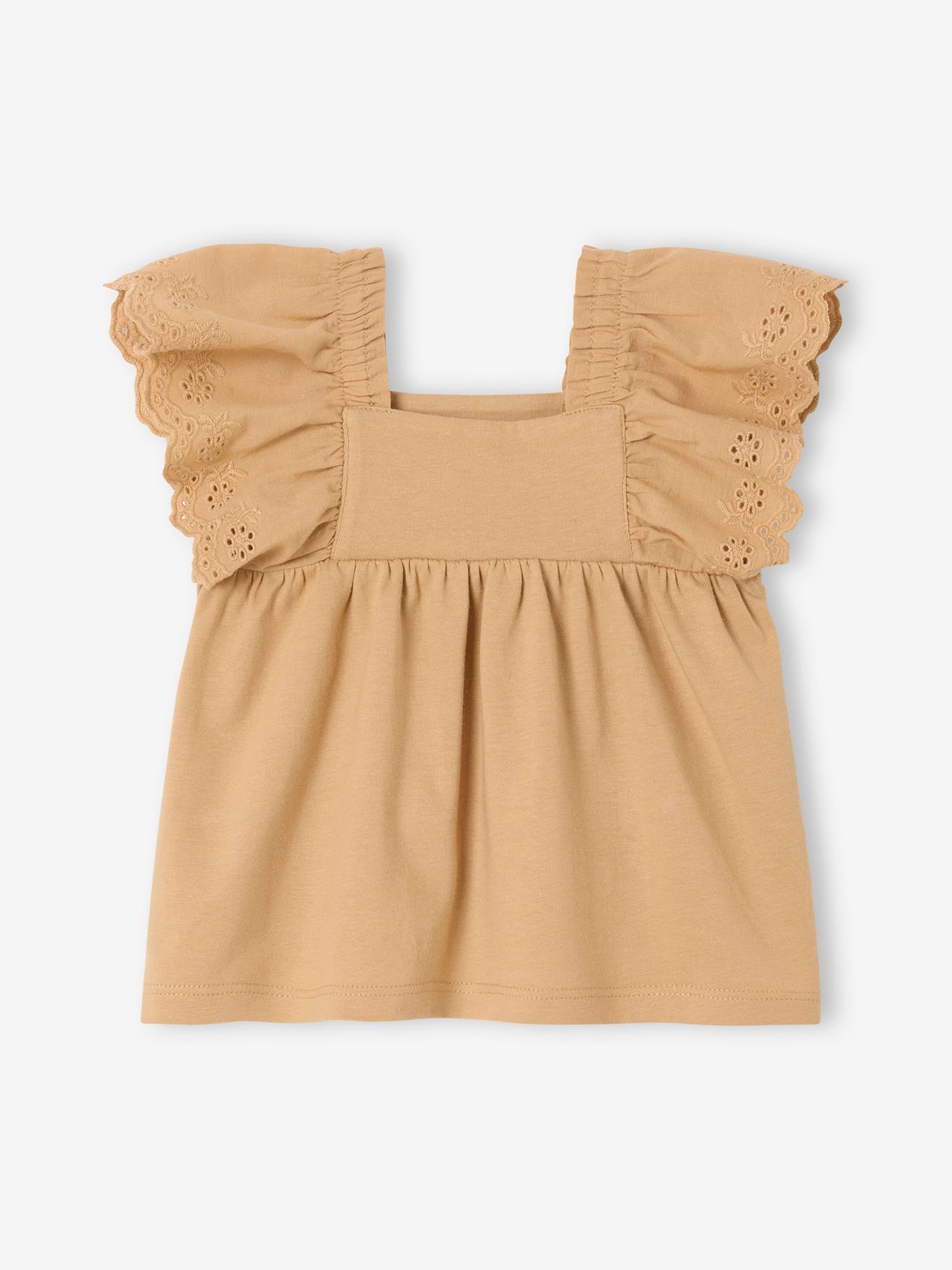 Square-Neckline Broderie Anglaise T-Shirt