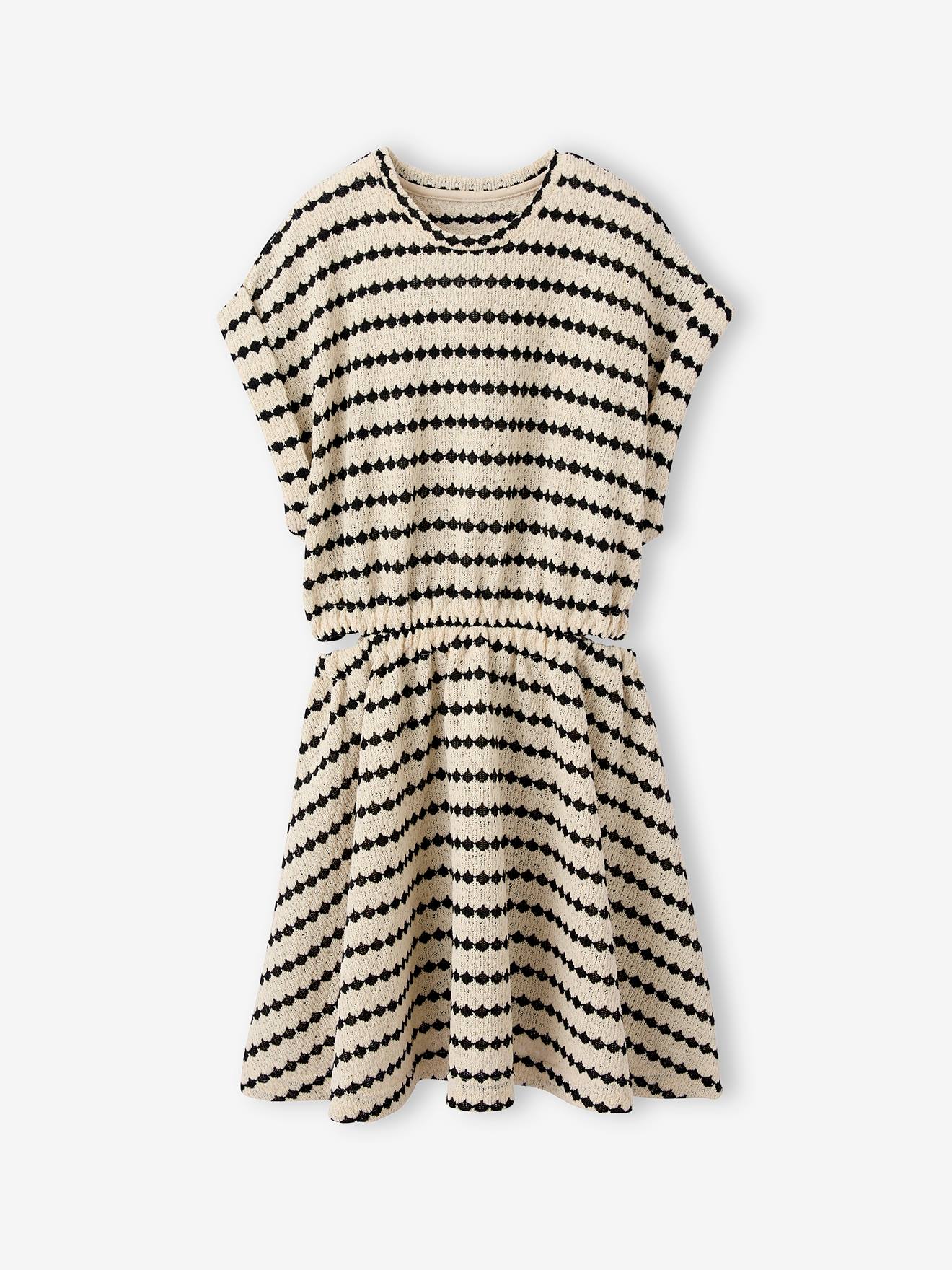 Fancy Openwork Knit Dress for Girls
