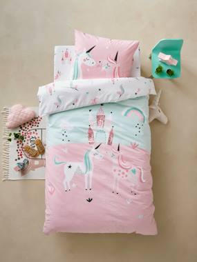 Girls Duvet Cover Pillowcase Magic Unicorns Theme light