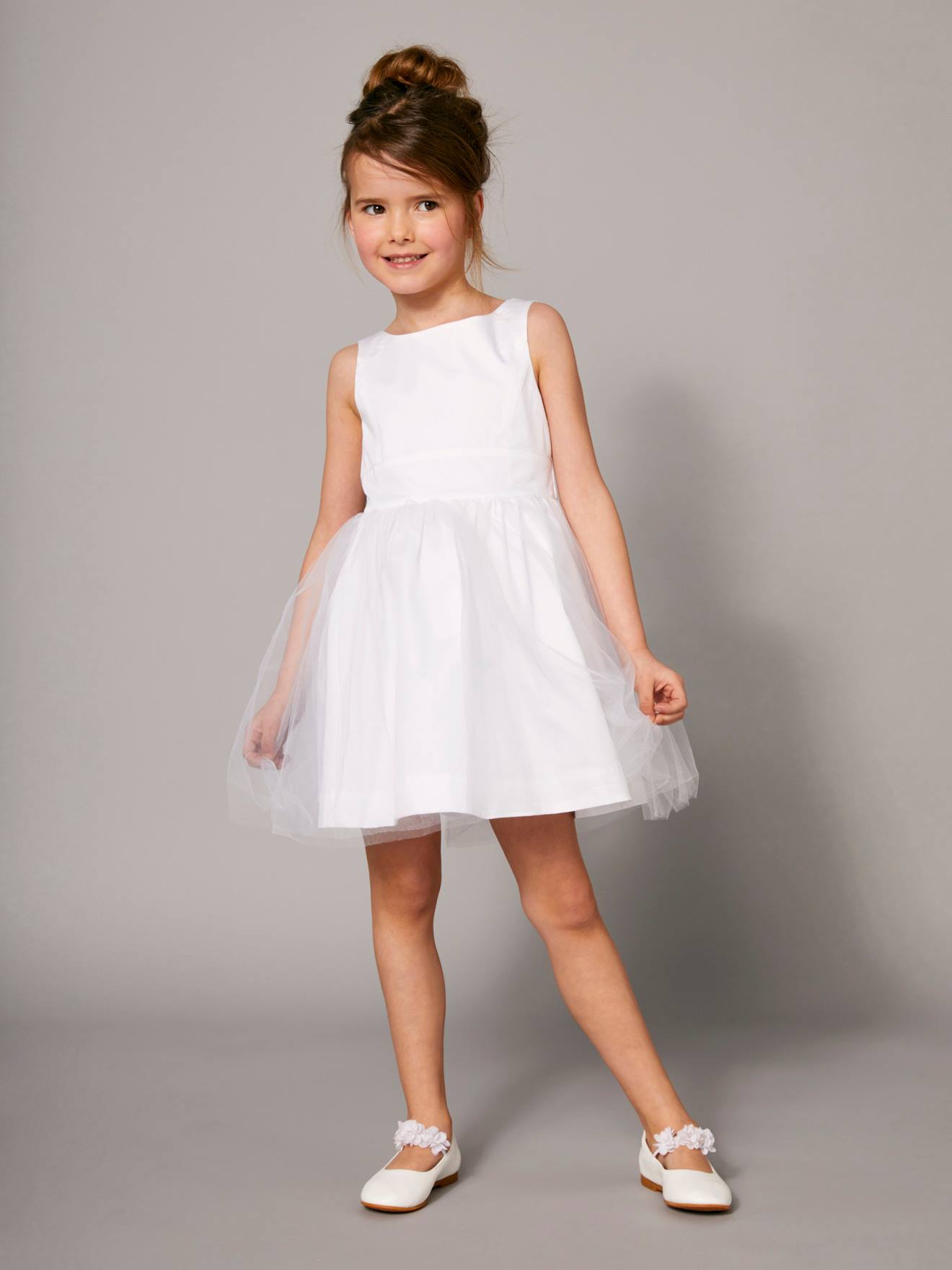 Girls’ Sateen & Tulle Occasion Dress white