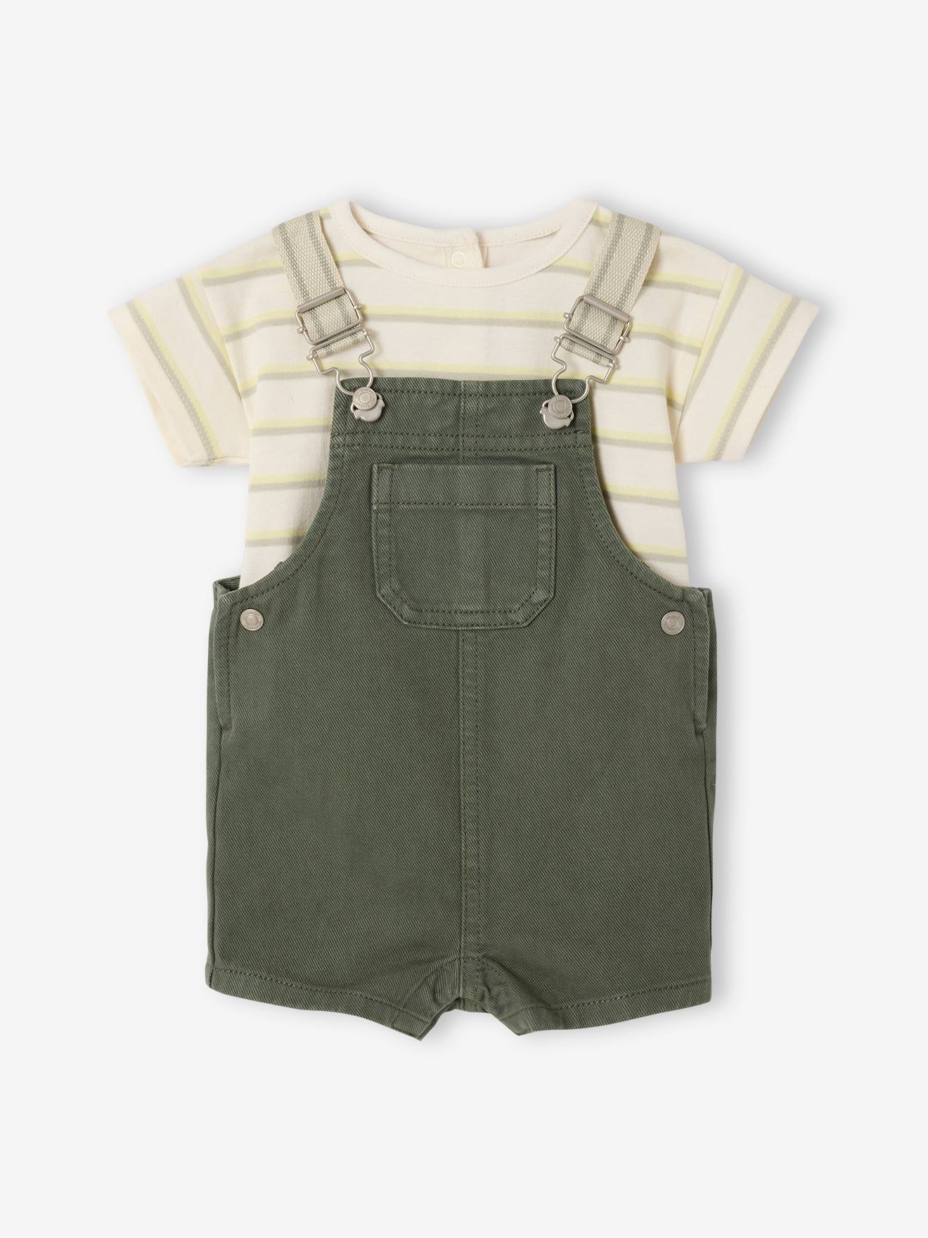 Striped T-Shirt & Dungarees Set