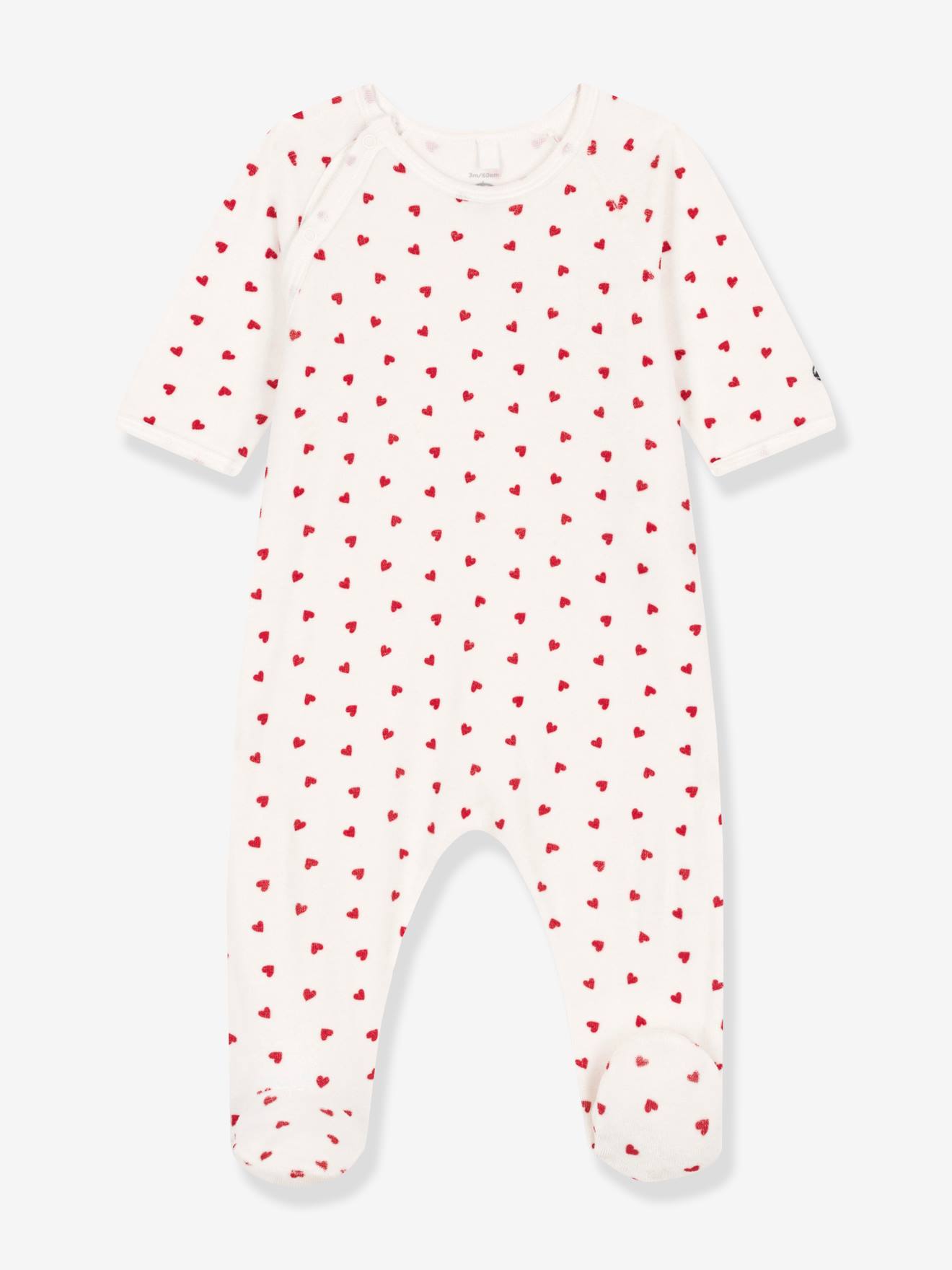 Velour Hearts Sleepsuit for Babies