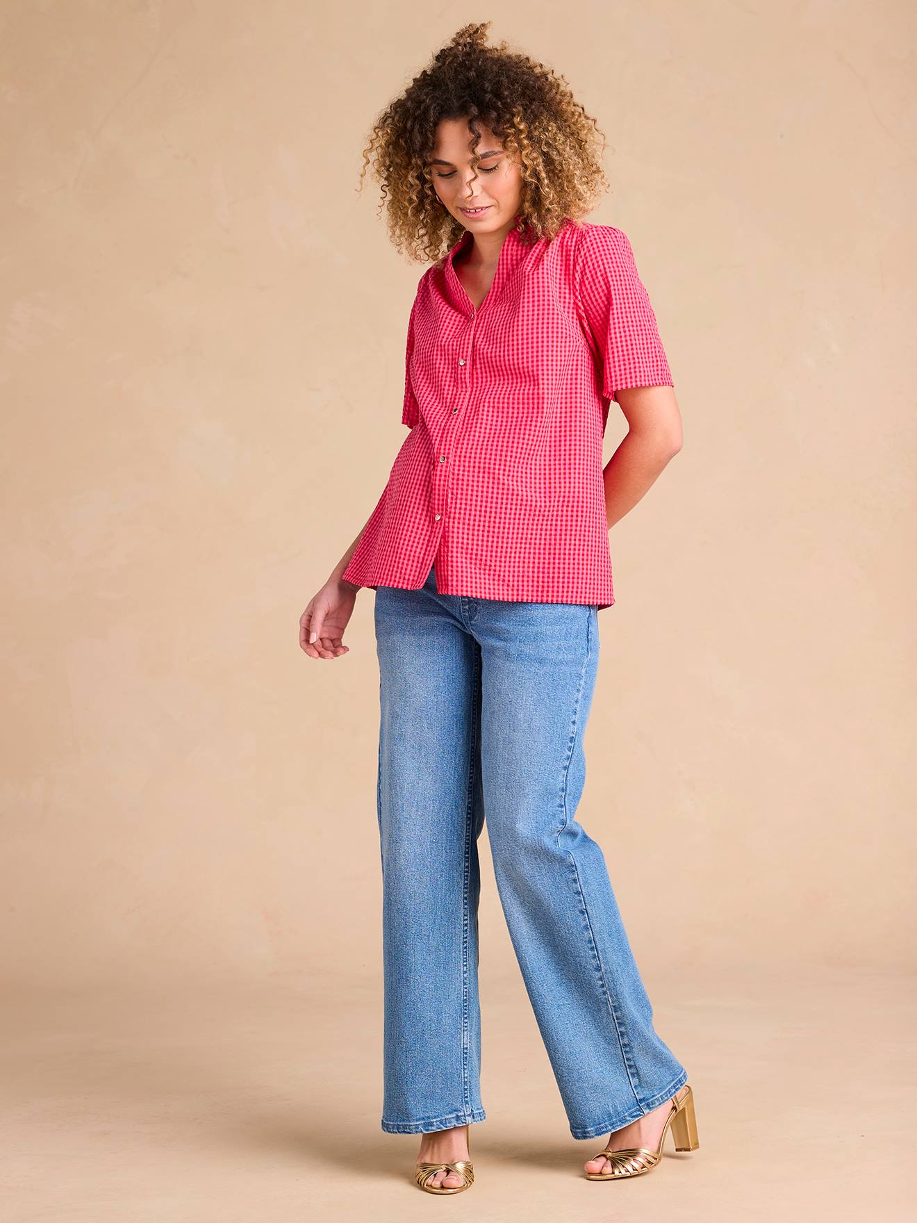 Gingham Blouse in Seersucker