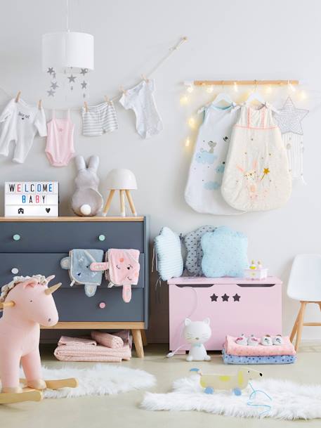 Storage Chest, Sirius Theme Grey+Pink+White 