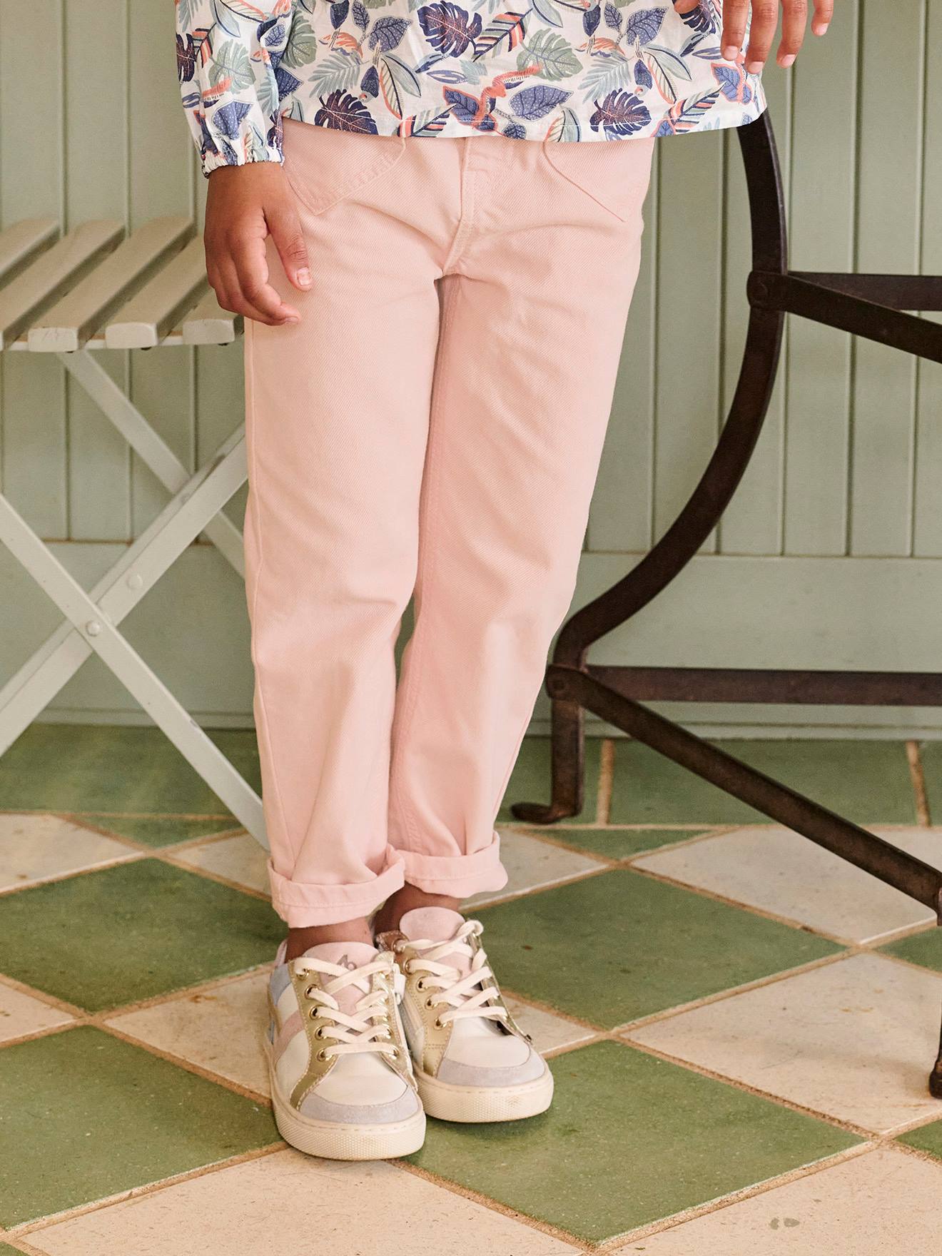 Paperbag trousers for girls with heart pockets rosy, Girls