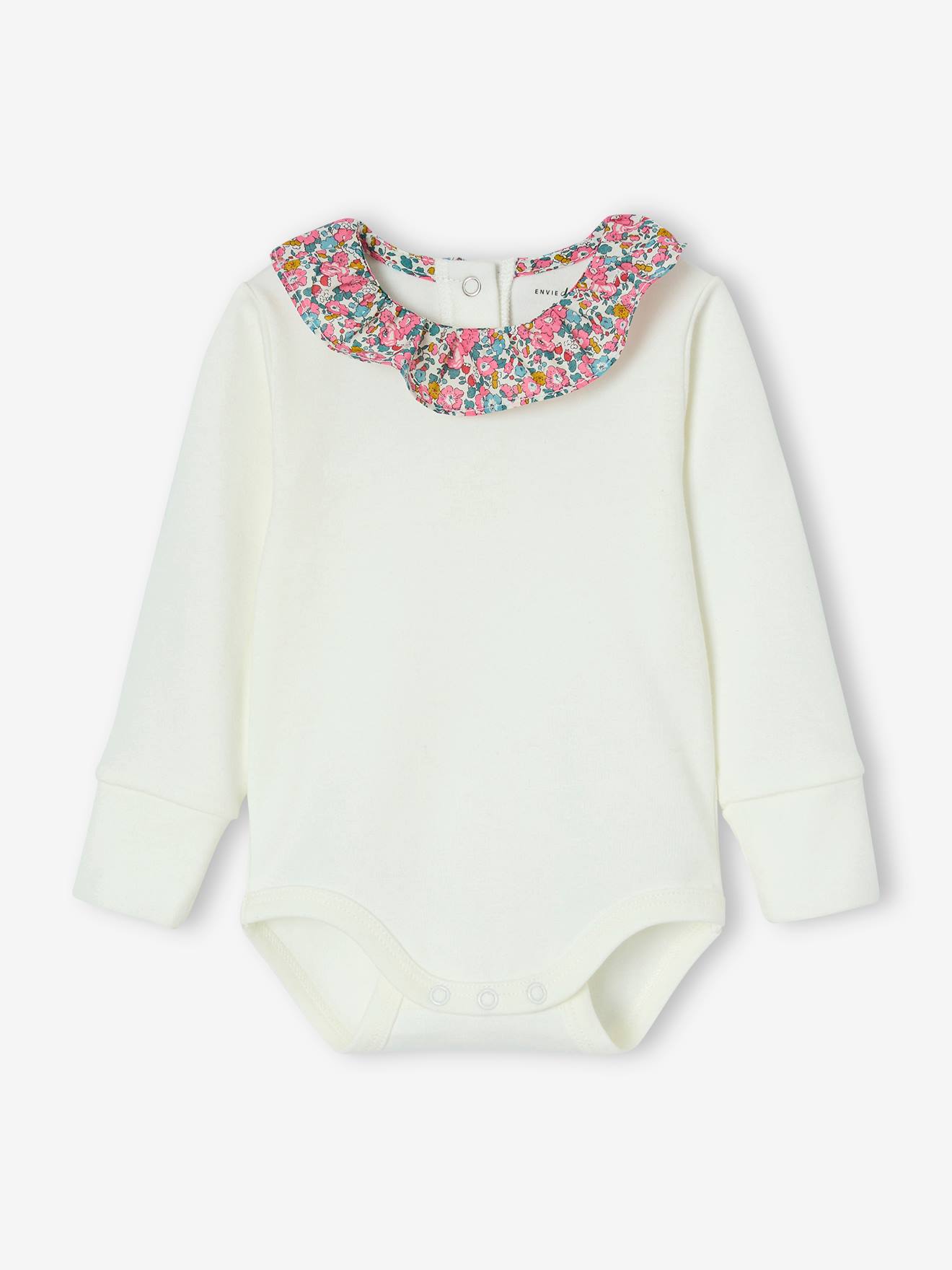 Adaptive Bodysuit with Liberty Fabric Collar by ENVIE DE FRAISE ecru